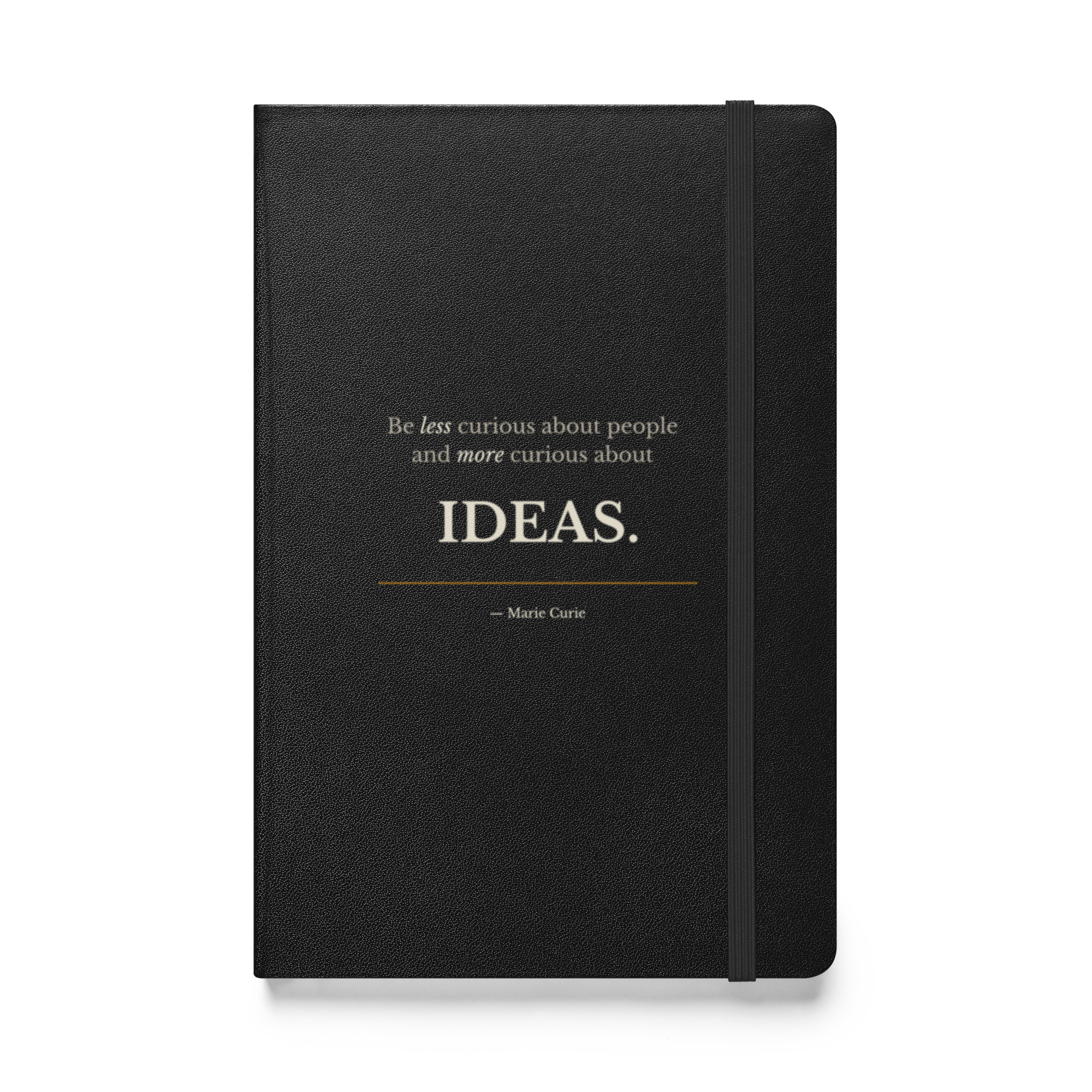 The Ideas Journal — Marie Curie — IDEAS.  black hardcover — front cover