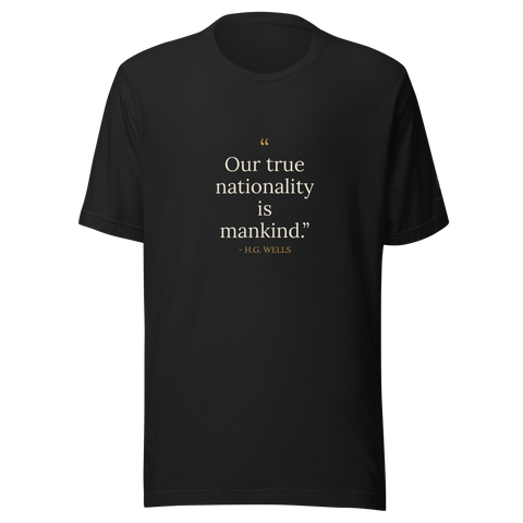 We are Mankind — H.G. Wells Quote T-Shirt — vintage black — front