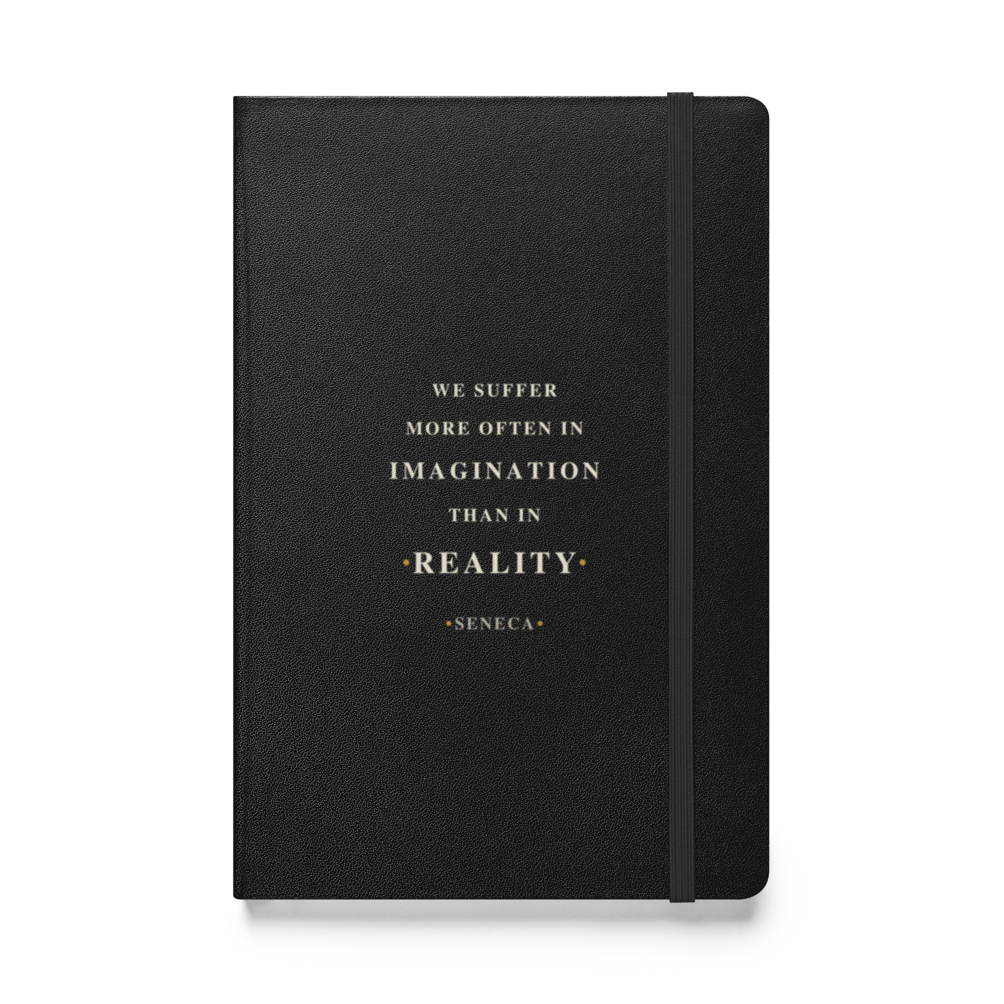 The Quiet Torment — Seneca Quote Journal — black hardcover — front