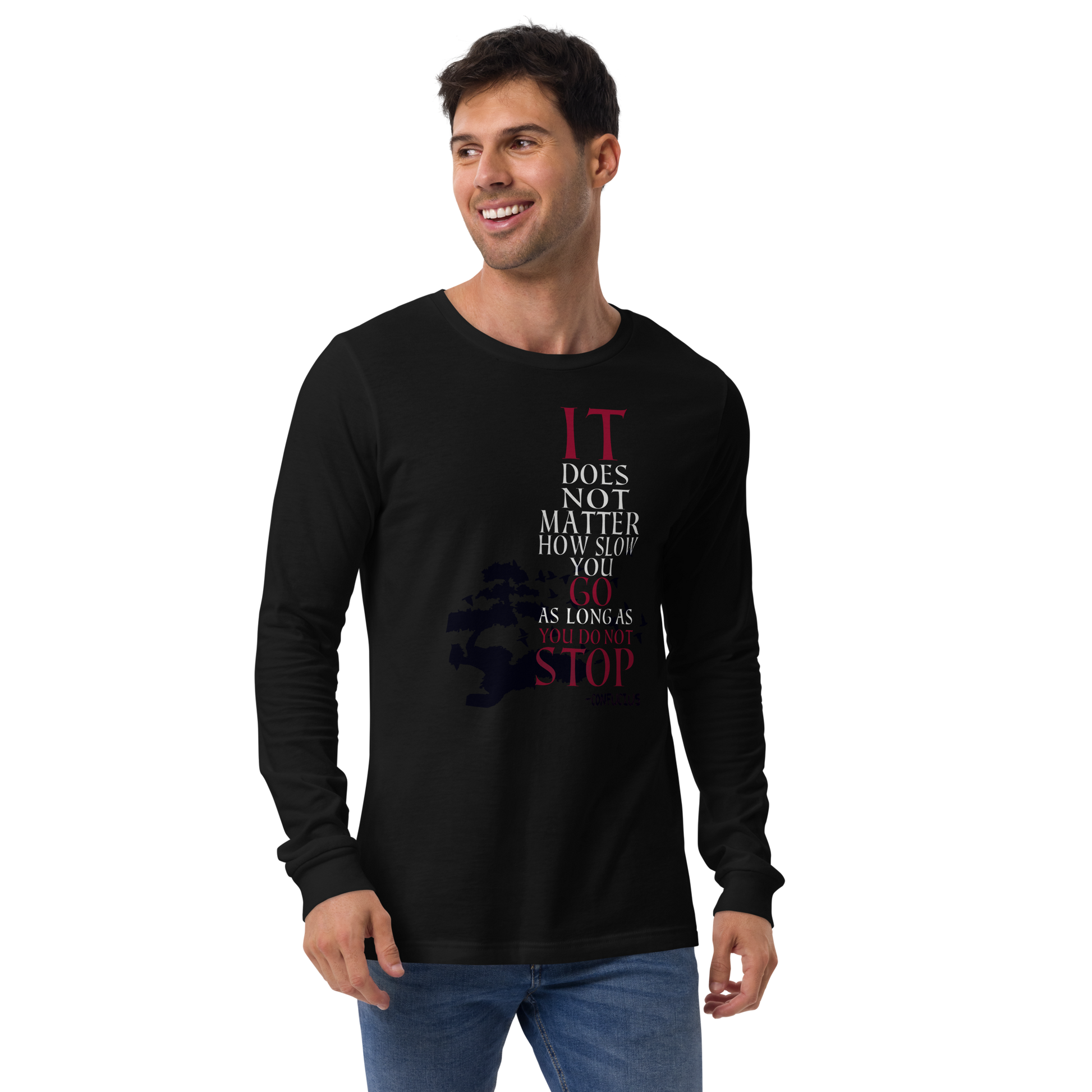 black long sleeve t-shirt confucius quote