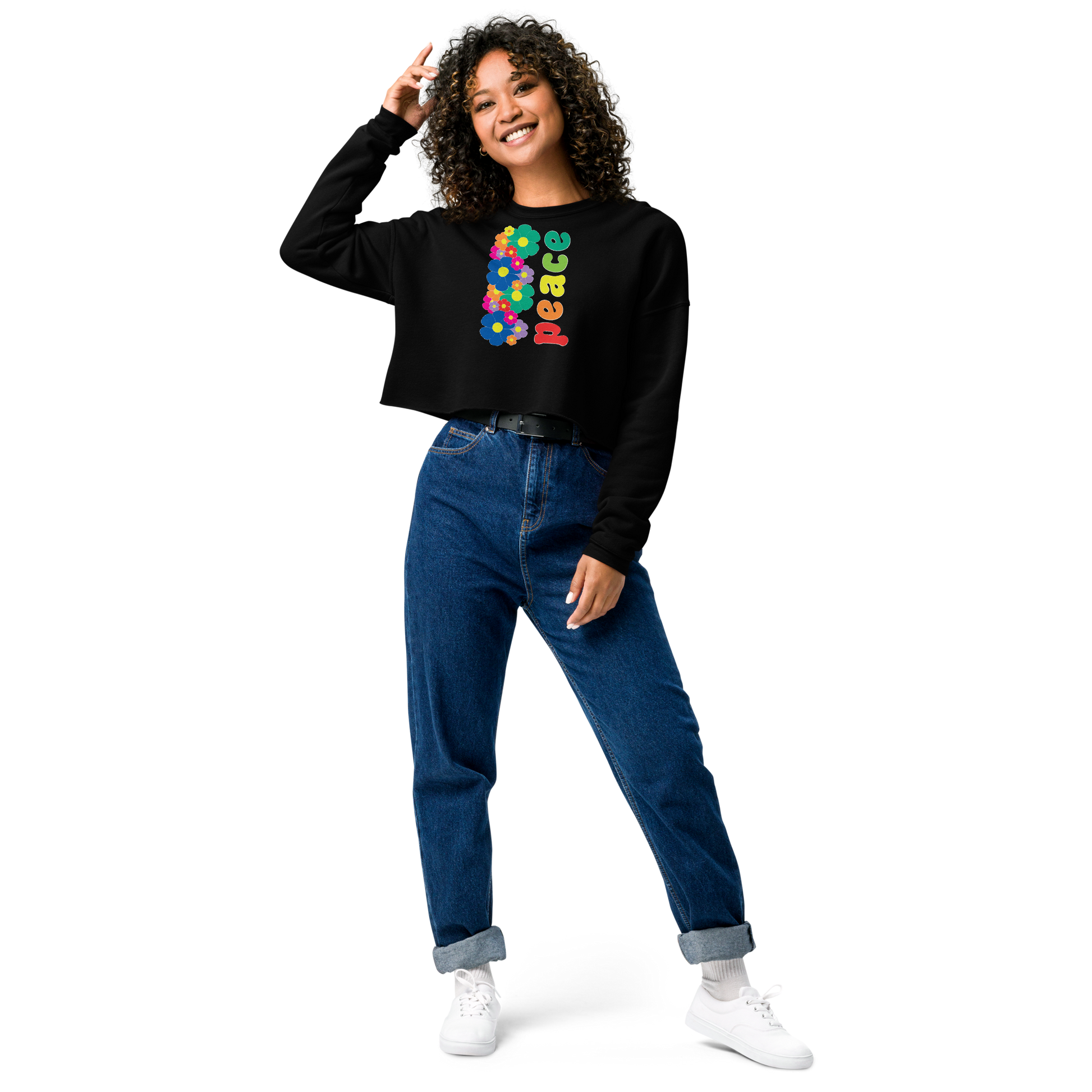 peace design cropped sweatshirt